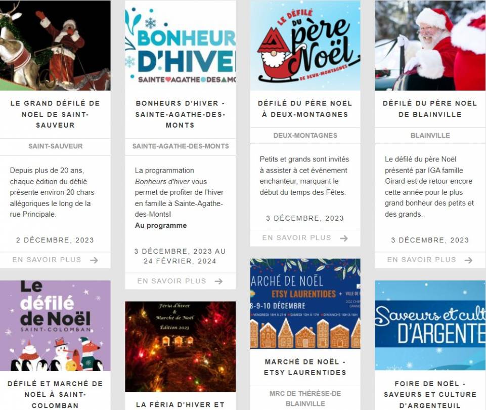 calendrier des événements noel 2023